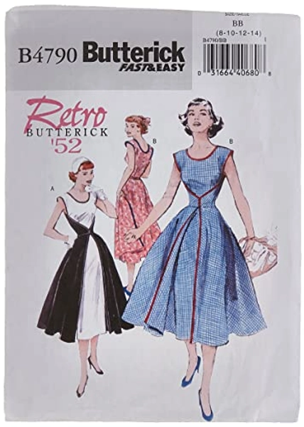 BUTTERICK PATTERNS B4790 Size BB 8-10-12-14 Misses Wrap Dress, Pack of 1, White