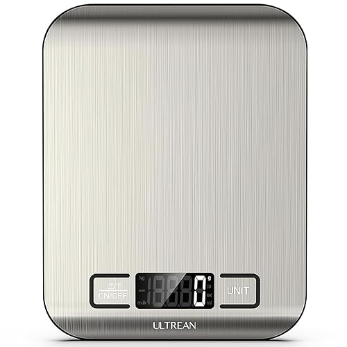 Ultrean Digital Kitchen Scale,Mechanical Cooking Scales Weight Grams and Ounces for Baking Cooking and Meal Prep, 5 Units with Tare Function, 15kg/33lb (Batteries Included) - Large