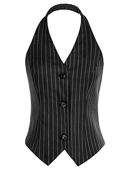 Belle Poque Womens Vintage Waistcoat Vest Halter Neck Button Down Dressy Vests
