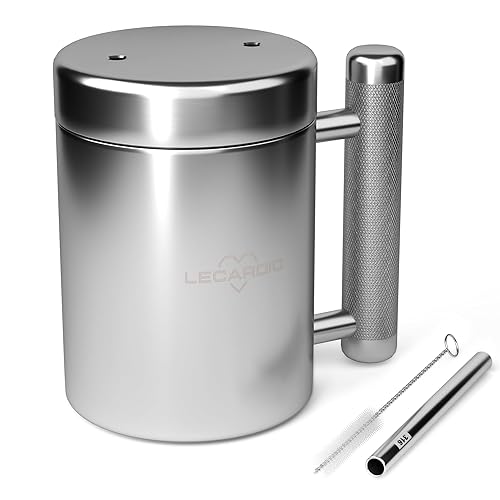 LECARDIO Heavy Mug with Lid 8KG/18LB 10 oz - Stainless Steel Fitness Water Cup | Durable Weightlifting Plate Design | Gym, Workout, and Coffee Enthusiast Gift | BPA-Free Sports Bottle - 18.0 Pounds