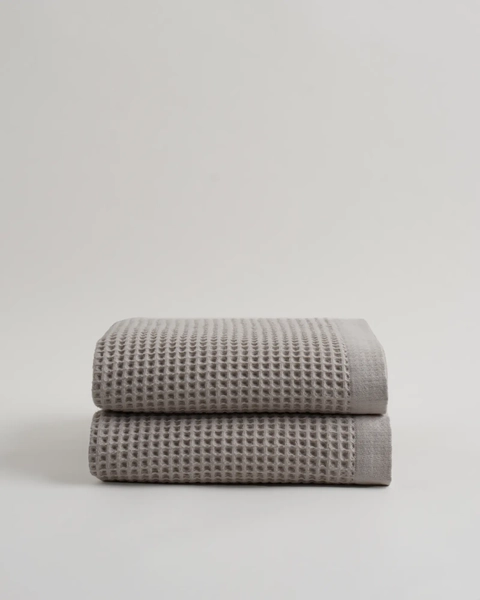 Organic Turkish Waffle Bath Towels, Set of 2 | Grey