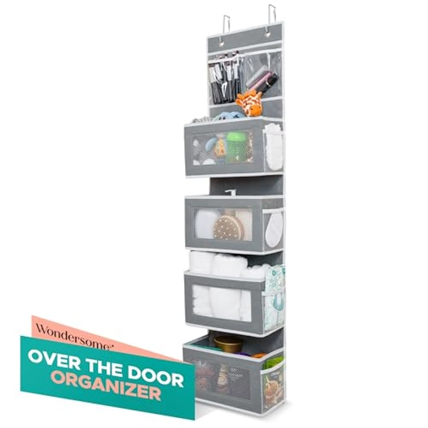 Wondersome Over the Door Organizer - Clear Mesh Window Hanging Storage Rack - Closet/Wall Organization for Bedroom, Bathroom, Kids Room - Space Saving Shelves for Clothes, Shoe, Towel - US-Based Brand