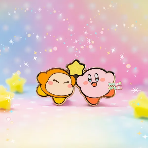 Poyo and Dee "Star" Hard Enamel Pin - [A Grade] / Simple Rubber Back