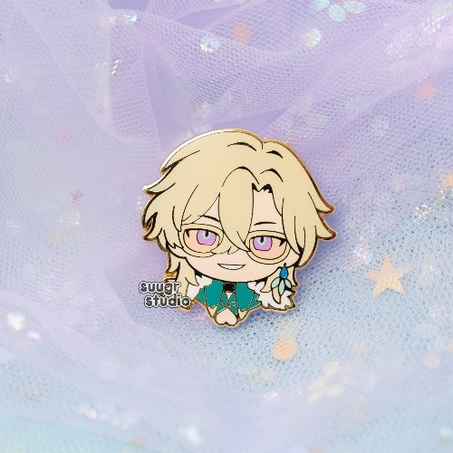 HSR Aventurine and Dr. Ratio Honkai Star Rail Hard Enamel Pin - Aventurine / [A Grade] / Simple Rubber Back
