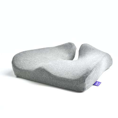 Cushion Lab Patented Pressure Relief Seat Cushion for Long Sitting Hours on Office/Home Chair, Car, Wheelchair - Extra-Dense Memory Foam for Hip, Tailbone, Coccyx, Sciatica - Light Grey - Gray