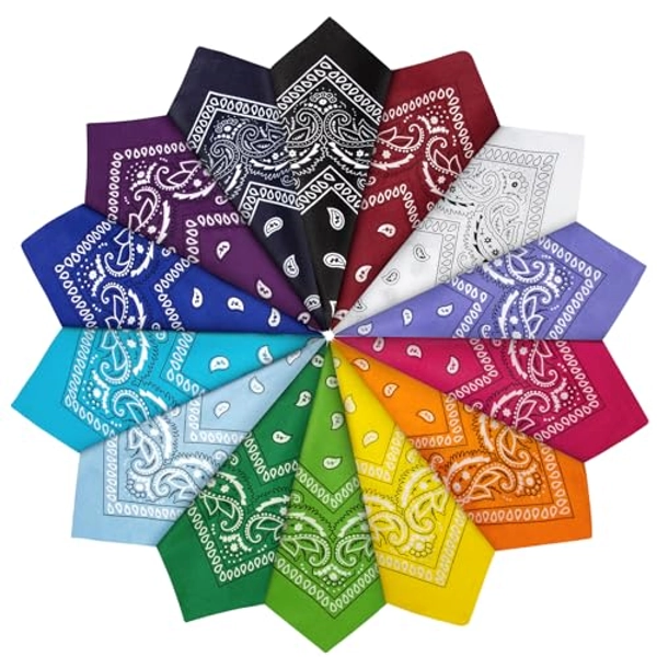 YSense Wear 14Pcs Bandanas Paisley Print Novelty Headband Cowboy Headwraps Scarfs Hair Head Bandana for Women Men
