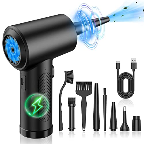 Compressed-air-Duster-100000RPM-Keyboard-Cleaner-Good Replace Compressed air can -Reusable no Canned air Duster -car Duster -pc Duster Electric Duster -Compressed air for Computer Jet Fan dry blower - Black