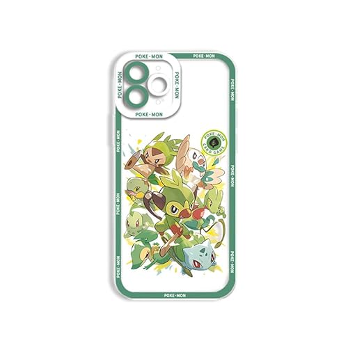 SWIGEN Clear Cute Grass Pocket Monster Design Soft Shockproof Protective Slim Cases for Boys Girls Teens Men and Women,Compatible with iPhone 12 Mini,Grass - iPhone 12 Mini - Grass