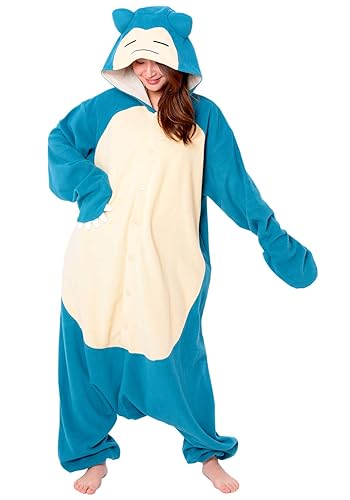 SAZAC Pokemon Snorlax Kigurumi Onesie - Adult Halloween Costume, Cosplay, Loungewear - Ultra Soft & Cozy, Easy Care, Unisex - X-Large