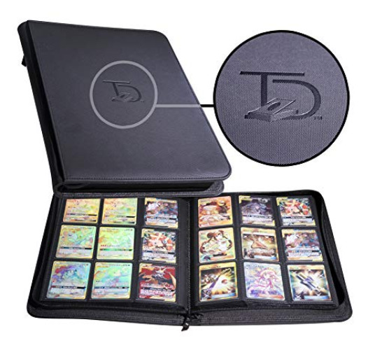 TopDeck 500 Card Binder Pro - TCG Portfolio - 9 Pocket Card Binder - Ringless Binder Compatible with Pokemon Cards, Yu-Gi-Oh, Magic the Gathering, and More - Side Load Sleeves - Cards Album (Black) - Black