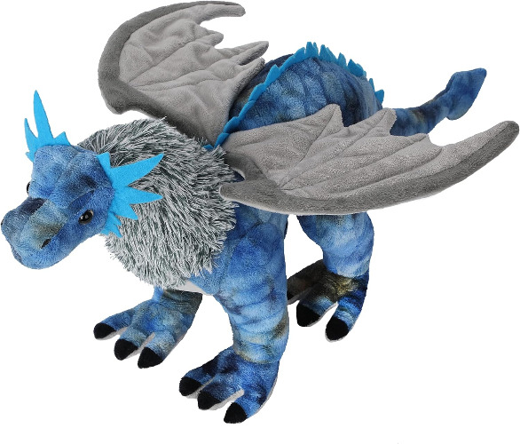 Dragon Plush Toy, Frost Wyrm Stuffed Animal Throw Plushie Pillow Doll, Soft Blue Fluffy Friend Hugging Cushion - Present for Every Age & Occasion - Blue Dragon