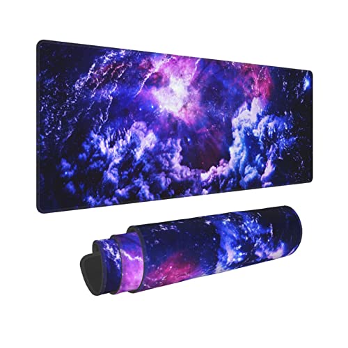 Galaxy Large Gaming Mouse Pad, Nebula Universe Space Extended Full Desk Mousepad Desktop, Big Long Desk Mat Makeup for Laptop, Keyboard, Computer for Decor Women Office, (Blue Purple, XL 31.5*11.8 In) - Nebula and Galaxies in Space