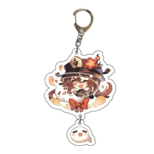 Salemor Genshin Impact Keychain, Cute Anime Figure Acrylic Keychain, Cosplay Key Rings Hanging Ornament(Hu Tao)