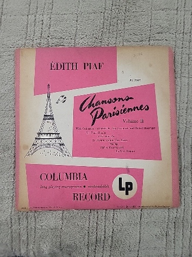 Edith Piaf - Chansons Parisiennes Vol II - Columbia FL 9507 - 1950 - Ten Inch LP