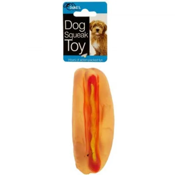 Kole Imports Hot Dog Squeak Dog Toy. Squishy Small Dog Toy Ideal for Stress Relief. Puppy Teething Chew Toy for Anxiety Relief for Aggressive Chewers