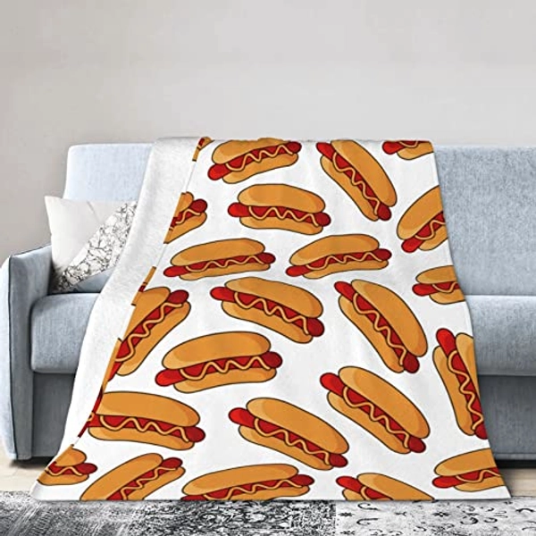 Hot Dog Food Throw Blanket Super Soft Warm Bed Blankets for Couch Bedroom Sofa Office Car, All Season Cozy Flannel Plush Blanket for Girls Boys Adults, 60"X50" - 60"x50" Medium for Teens - Hot Dog Food