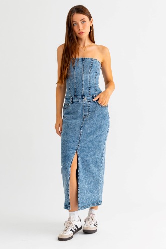 DeeDee Denim Maxi Dress - L / Denim
