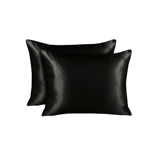 ShopBedding Luxury Satin Pillowcase for Hair – Queen Satin Pillowcase with Zipper, Black (Pillowcase Set of 2) – Blissford - Queen (2-pack) Black