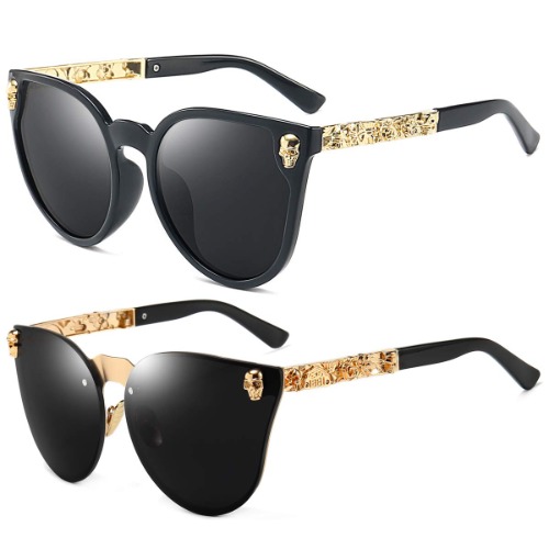 Dollger Rimless Skull Design Cat Eye Sunglasses UV400 Protection - C8:2 Pack Rimless Frame and Full Frame Sunglasses