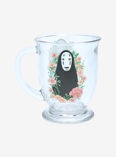 Studio Ghibli Spirited Away No-Face Floral Glass Mug 