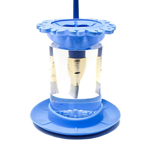 Paint Brush Cleaner Rinse Cup (All-in-One) Fine Art, Studio, Classroom | Brushes Holder & Silicone Cleaning System for Acrylic, Watercolor, and Water-Based Mediums (Jar, Blue) - 1 Count (Pack of 1) - Blue