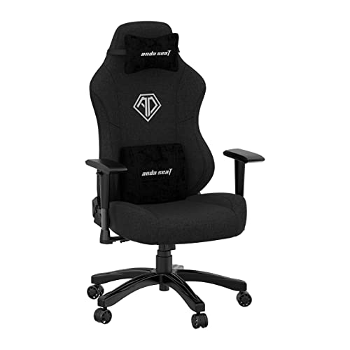 Anda Seat Phantom 3 Pro Gaming Chair - Ergonomic Office Desk Chairs, Reclining Video Game Gamer Chair, Neck & Lumbar Back Support - Large Black Linen Fabric Gaming Chair for Adults - Black Fabric