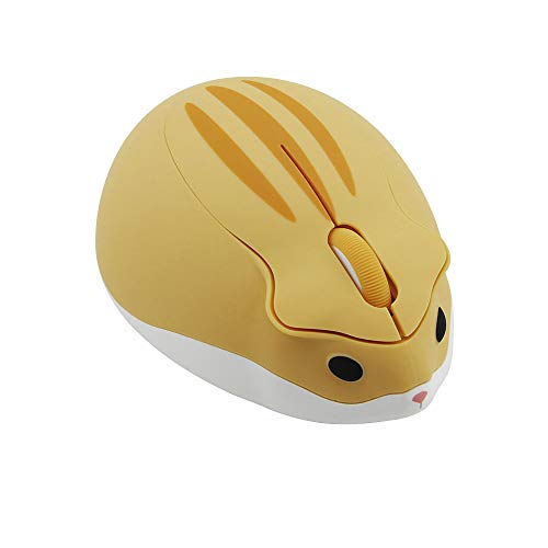 2.4GHz Wireless Mouse Cute Hamster Shape Less Noice Portable Mobile Optical 1200DPI USB Mice Cordless Mouse for PC Laptop Computer Notebook MacBook Kids Girl Men Women Mom Dad Gift (Yellow) - Yellow