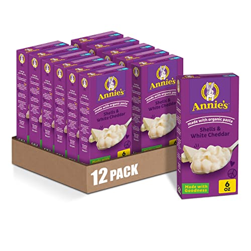Annie’s White Cheddar Shells Macaroni & Cheese Dinner with Organic Pasta, 6 OZ (Pack of 12) - White Cheddar