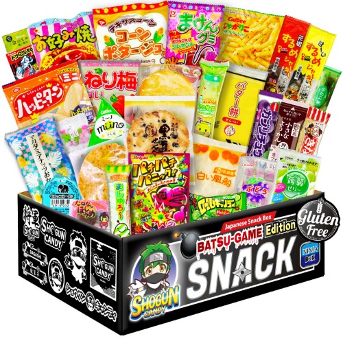 SHOGUN CANDY Ninja Box Japanese Snack Box Full of Gluten Free dagashi. 30 Snacks and Candy from Japan. A Variety Mix Perfect for a Gift idea. - NINJA BOX (gluten free)