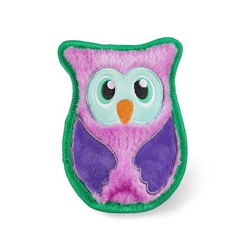 Outward Hound Durablez Tough Plush Squeaky Dog Toy, Owl, Purple, XS - Owl