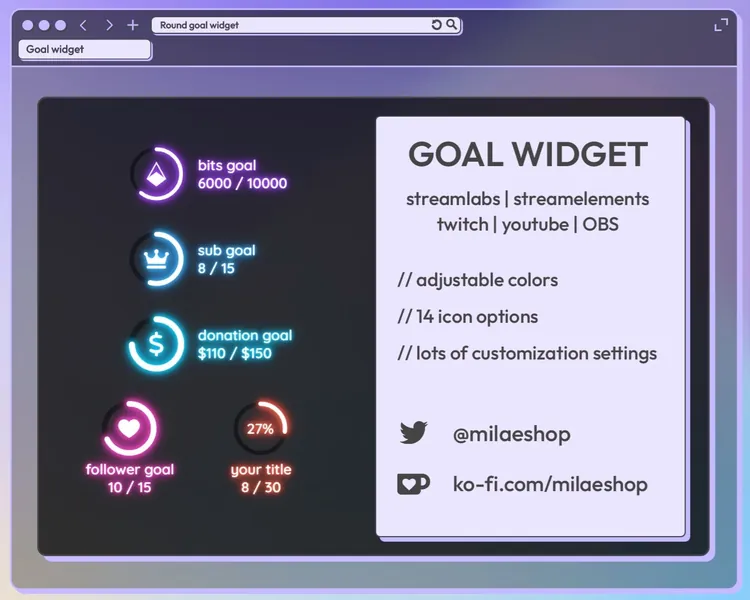 Twitch|Youtube goal widget for stream