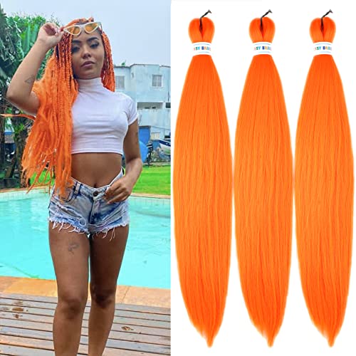 Gozill Neon Orange Braiding Hair Extensions [26 Inch pack of 3] - Neon Orange