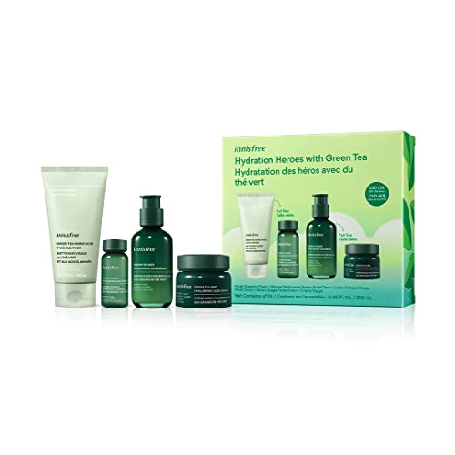innisfree Green Tea Hyaluronic Acid Hydrating Serum - Hydration Heroes Set (Full Size Serum)