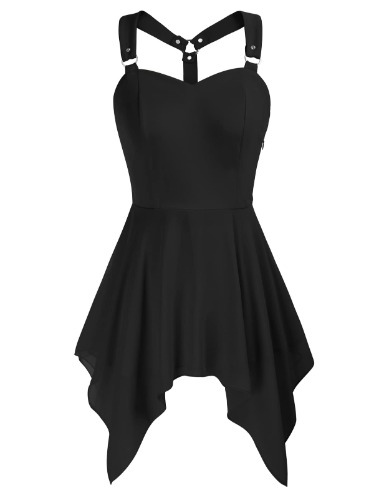 Women Goth Tank Top Flowy Racerback Tank Tops Chiffon Sleeveless Camisole