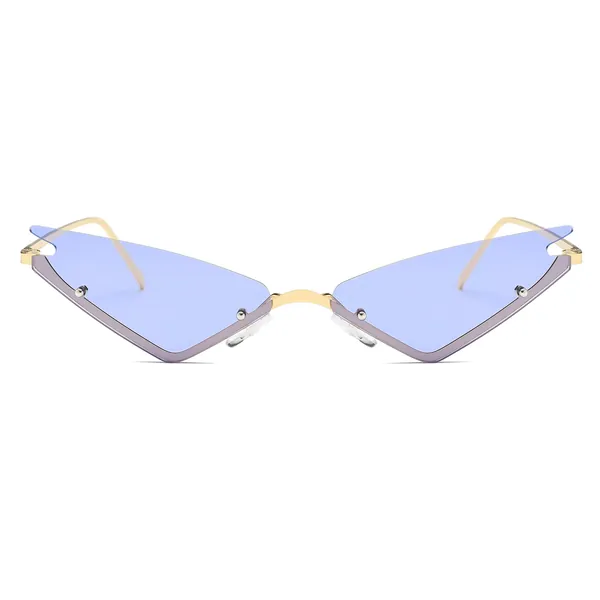 Armear Small Cateye Sunglasses Futuristic Rimless Colored Mirrored Lens - Purple Clear Lens 63 Millimeters