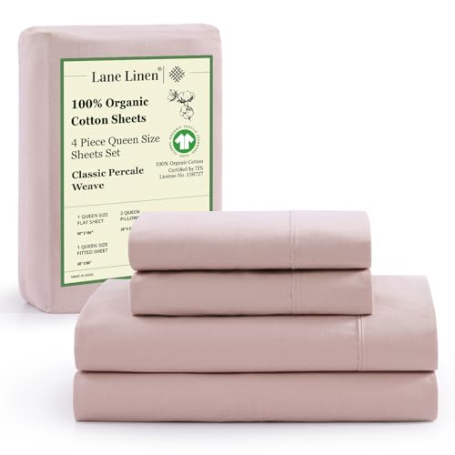 LANE LINEN Queen Bed Sheets Set - 100% Organic Cotton Sheets Queen Size, 4Pc Queen Bed Sheet, Hotel Luxury Bed Sheets Set, Breathable Sheets Queen Size Bed Set deep Pockets Upto 15" - Dusty Rose - 03: Dusty Rose - Queen