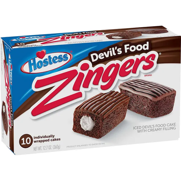 Hostess Iced Devil's Food Zingers | 12.7 Ounce | 10 Count | Pack of 2 (20 Total Zingers)