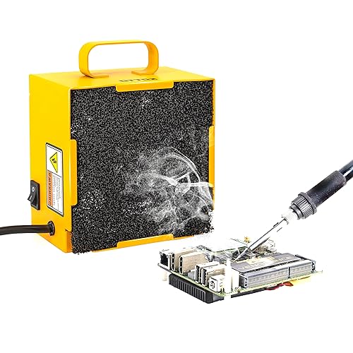 KOTTO Solder Smoke Absorber Remover Fume Extractor Smoke Prevention Absorber DIY Working Fan for Soldering Station (Yellow) - yellow