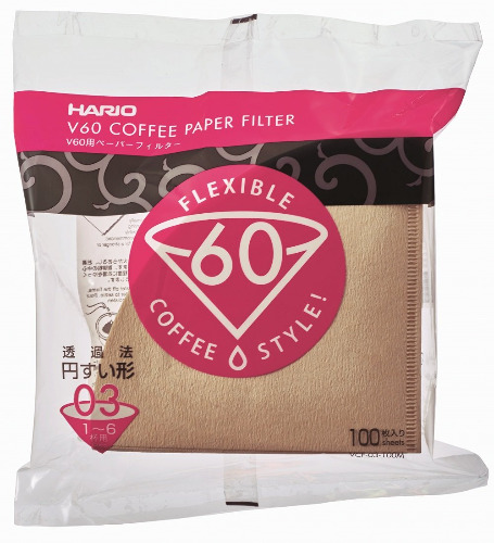 Hario V60 Paper Coffee Filters Single Use Pour Over Cone Filters Size 03 Natural, 100 count - Natural Size 03 100 count Filters