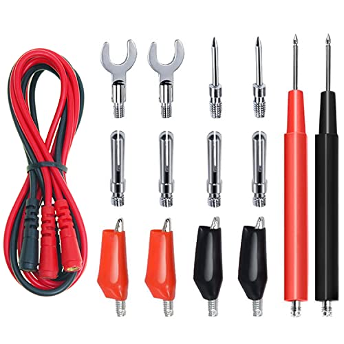 Premium 16-in-1 Multimeter Test Leads Kit, Replaceable Silicone Jumper Wires with Electronical Alligator Clips Probes, Banana Plug, Power Testing Needle for Electronics, Circuit Connection, Experiment - 1-Set