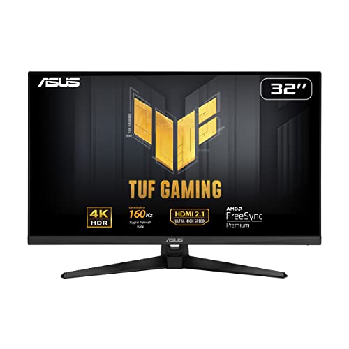 ASUS TUF Gaming 32” (31.5” viewable) 4K HDR DSC Gaming Monitor (VG32UQA1A) - UHD (3840 x 2160), 160Hz, 1ms, Extreme Low Motion Blur Sync, Freesync Premium, HDMI2.1, Speakers, 120% sRGB, DisplayHDR 400 - 32" 4K 160Hz Freesync Premium - Gaming Monitor