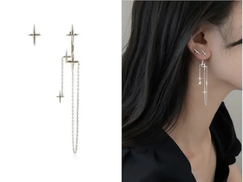 Mismatched Star Drop & Dangle and Stud Earrings Asymmetric | Etsy Canada