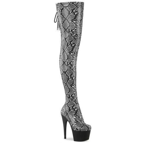 Pleaser Adore-3008SP-BT | Grey-Black Snake Print/Black Matte / 10