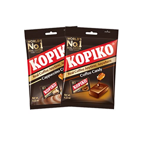 Kopiko Coffee & Cappuccino Candy Variety Pack – Your Pocket Coffee Collection for Every Occasion - Hard Candy Made from Indonesia’s Coffee Beans — Real Coffee Extract (Pack of 2) - Coffee & Cappuccino - 2 Pack- Bags