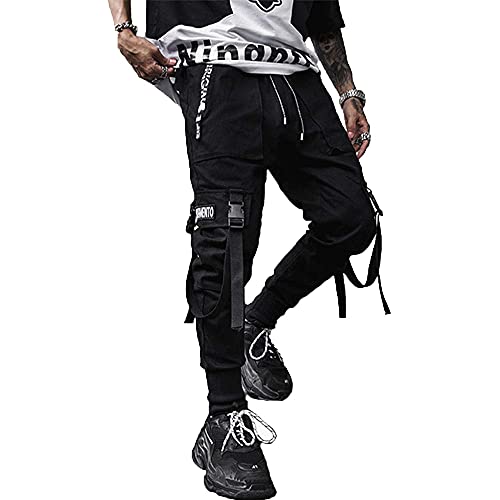 XYXIONGMAO Men's Jogger Pants Techwear Hip Hop Harem Pants Streetwear Tactical Track Pants - Medium - Black