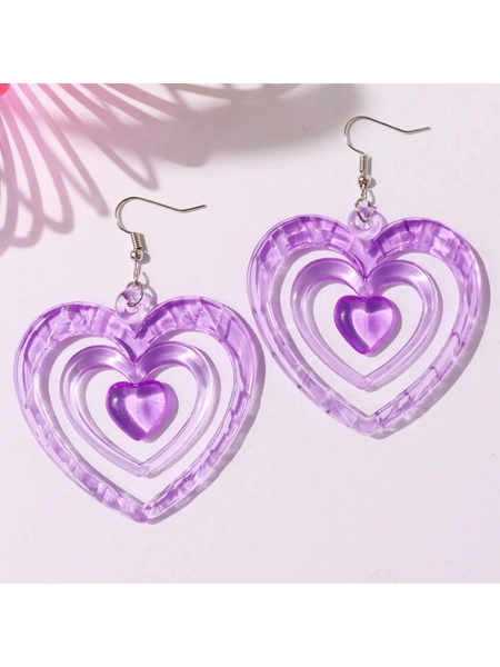 Big purple heart earrings