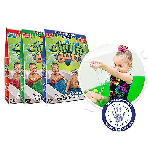3 x Slime Baff Bundle from Zimpli Kids, Red, Green & Blue, Magically Turns Water into gooey, Colourful Slime, Slime Making Kit for Children, Birthday Present for Boys & Girls, Certified Biodegradable - Slime Baff Red, Green & Blue Bundle