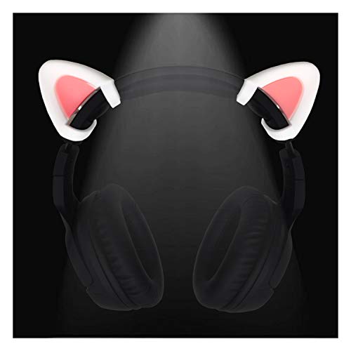 Cute Pink Cat Ears Fits for HypreX Cloud/Cloud Stinger/Cloud Flight Headsets, Universal Fit Lovely Kitty Adjustable Attachment Straps for Video Live Gaming Headphone,White & Pink - Pink& White
