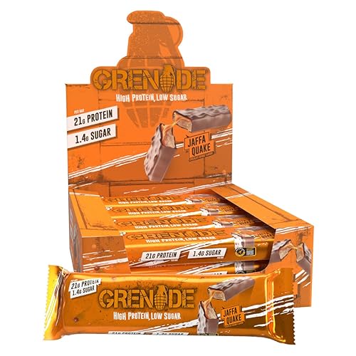 Grenade High Protein, Low Sugar Bar - Jaffa Quake, 12 x 60 g - Jaffa Quake - 12 x 60g