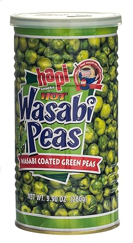Hapi Hot Wasabi Peas, 9.9 Ounce Tins (Pack of 4)
